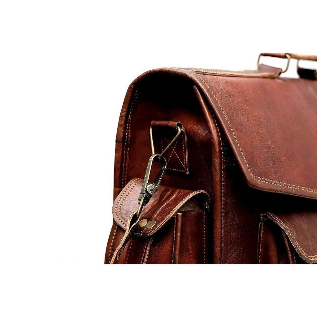 Men's Vintage Leather Messenger New Laptop Briefcase Satchel Bag Dark Brown