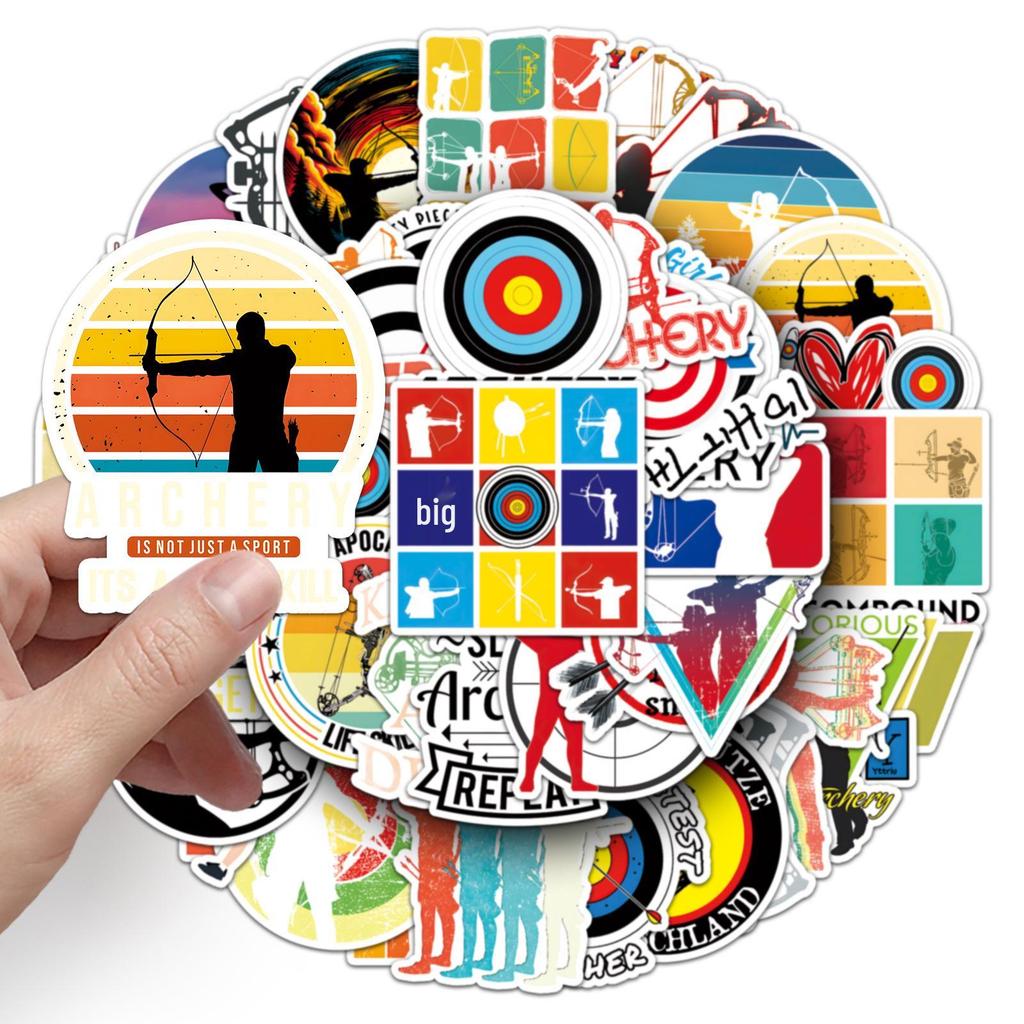 50pcs Archery Sports Cartoon Graffiti Stickers for Phone, Skateboard, Luggage, and Competition Decoration