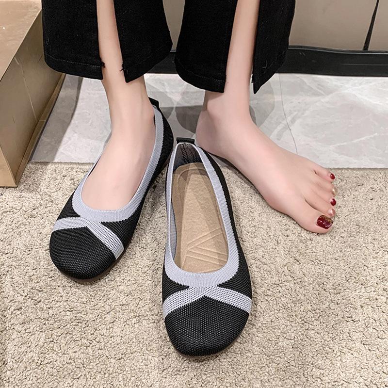 Cloth Shoes Women's Doudou Shoes Summer New Breathable Mesh Fly-woven Shoes Flat-soled Beef Tendon Sole Soft-soled Single Shoes Women