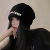 Soft INS Style Rabbited Fluffy Knit Cap Ear Protection Show Smaller Heaps Hat Letter Printing Thicken Beanie Women Girls Maiden