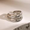 Youthway Double Lines Stainless Steel Irregular Geometric Open Ring Minimalism Metal Rust Proof Finger Jewelry New