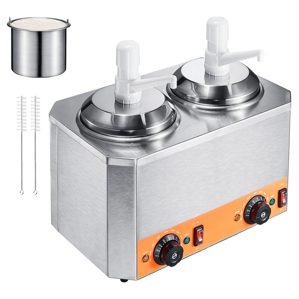 650W/1300W Stainless Steel Electric Cheese Dispenser Commercial Hot Fudge Warmer Plastic Double Pumps Dispenser