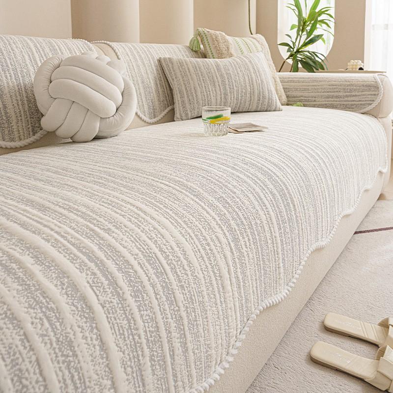 Cooling Ice Silk Sofa Cushion Non-Slip Cover Leather Sofas Solid Color