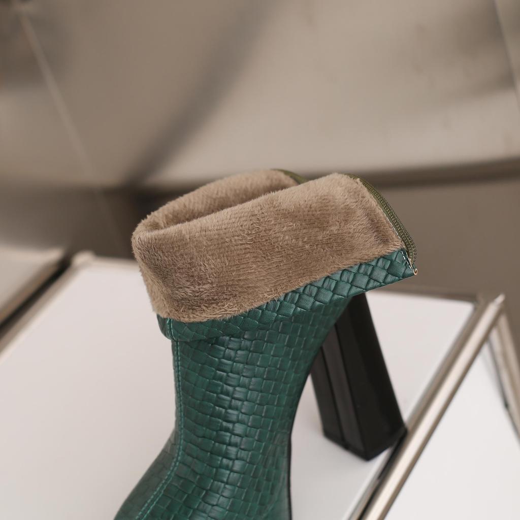 J/Dámské vysoké podpatky krátké kozačky sexy evropský a americký styl podzim a zima nové nepromokavé platformě tlustý podpatek martinky velké dámské boty