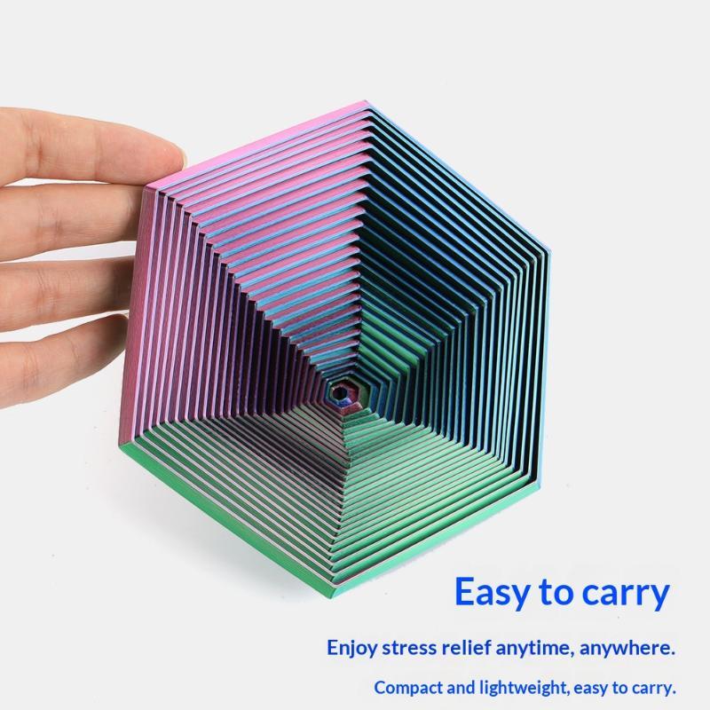 Umweltfreundliches PLA Sechseckiges Fidget Spiralspielzeug Farbverlauf Stressabbau Perfekt für Zuhause Büro Schreibtisch Spiel für Kinder Erwachsene