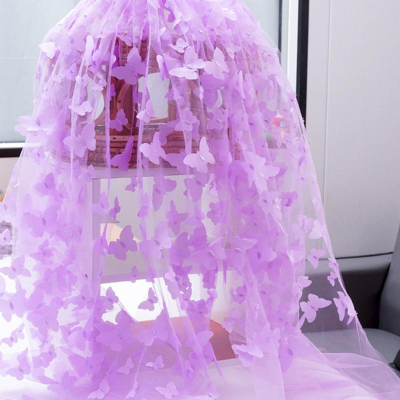 1/3/5 Yards Tulle Embroidery Butterfly Organza Fabric for Wedding Birthday Party Dress Fabric DIY Background Decoration