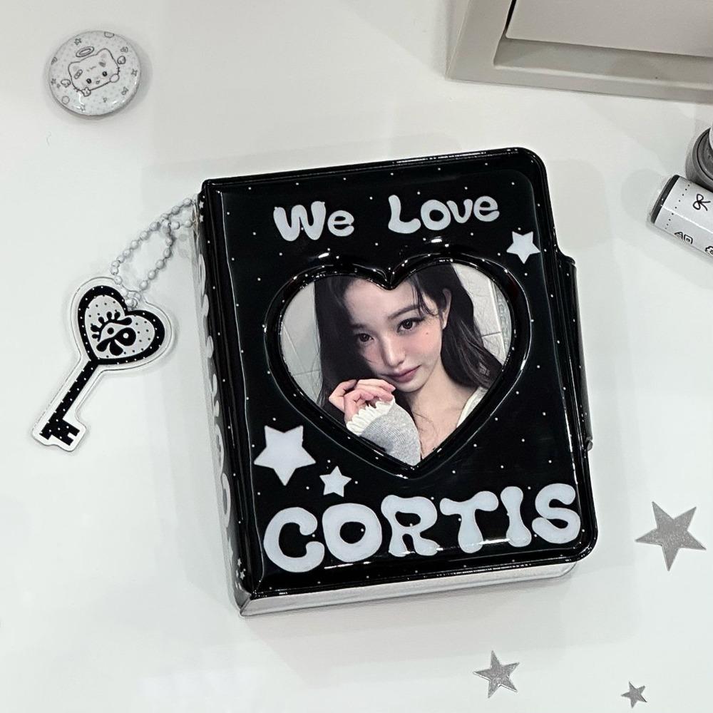 Koreanischer PVC-Foto-Kartenhalter Schwarz Cortis 32 Fächer Foto-Karten-Ordner Idol-Karten-Sammelbuch