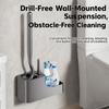 Square Toilet Brush Set Wall Mounted No Drill Installation With Gap Brush For Bathroom Cleaning Household Toilet Tools