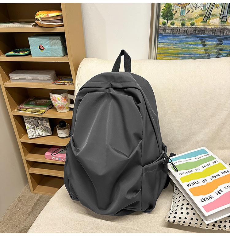 School bag versatile simple solid color college student school bag Korean version ins large capacity casual backpack light travel shoulder bag