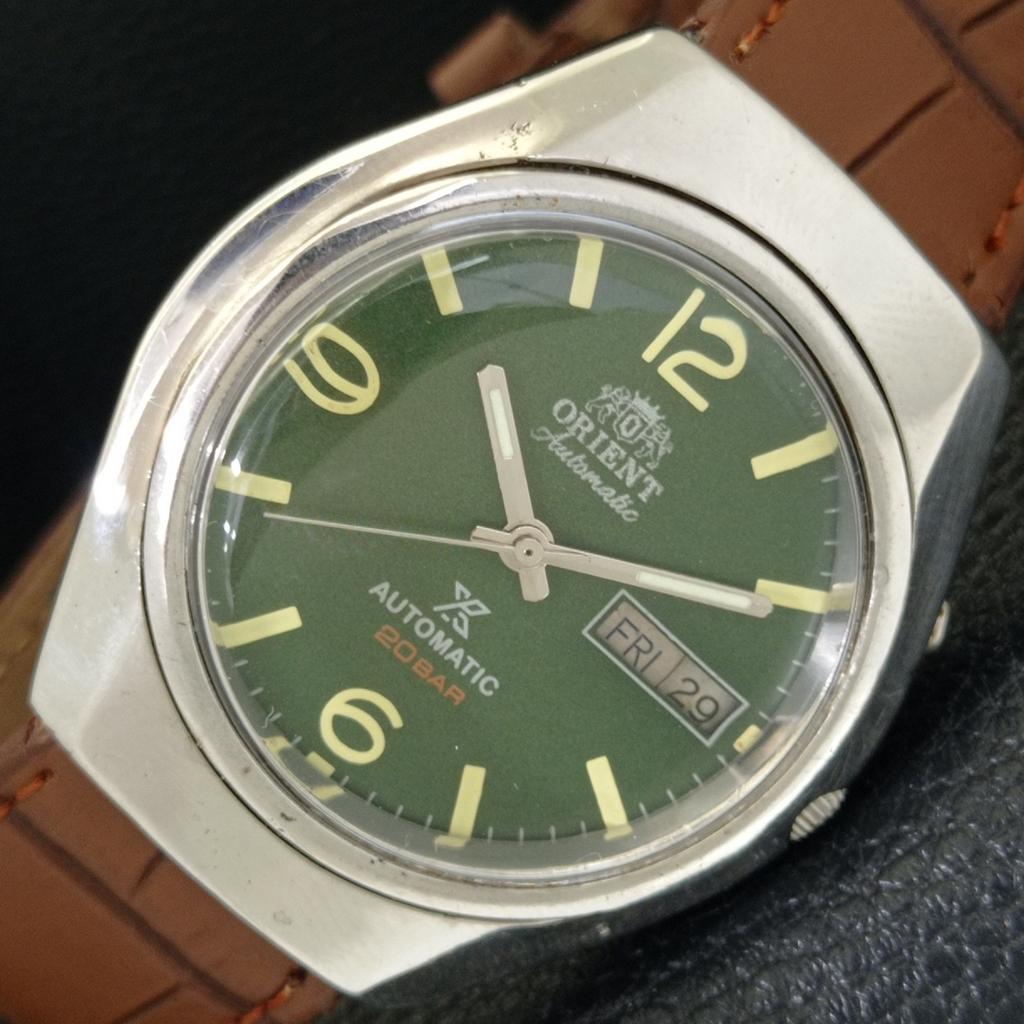 

ЯПОНИЯ ВИНТАЖ ORIENT АВТОМАТИЧЕСКИЕ 46941 МУЖСКИЕ ЧАСЫ С ЗЕЛЕНЫМ ЦИФЕРБЛАТОМ a701858-5 R207-a701858