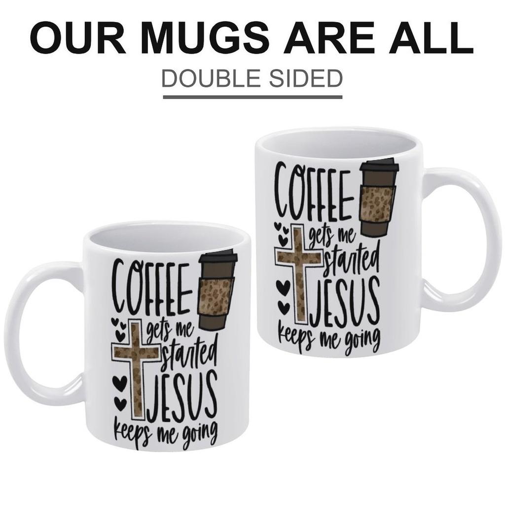 1pc 11oz Funny Double-Sided Printed Mug, White Ceramic, Perfect for Hot Drinks, Office Desk, Home Kitchen, Great Gift Idea for Friends and Coworkers