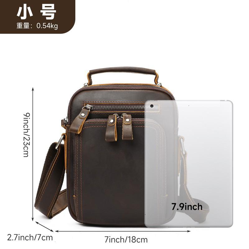 New Crazy Horse Leather Retro Premium Crossbody Bag Men's Head Layer Simple Casual Shoulder Small