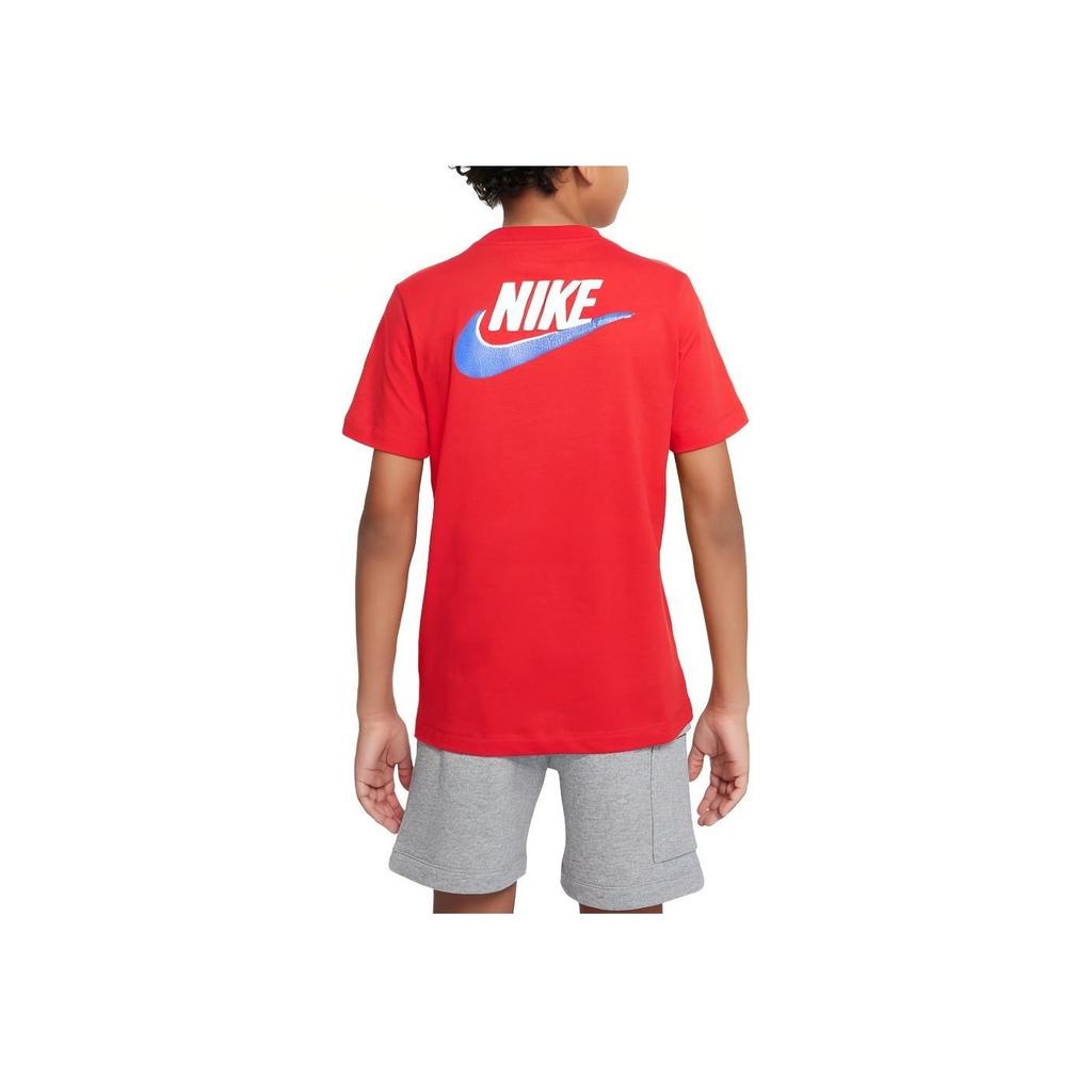 Nike Sportswear Standard Issue Logo Print Short Sleeve T-Shirt Kids Tops University-Red FJ5391-657