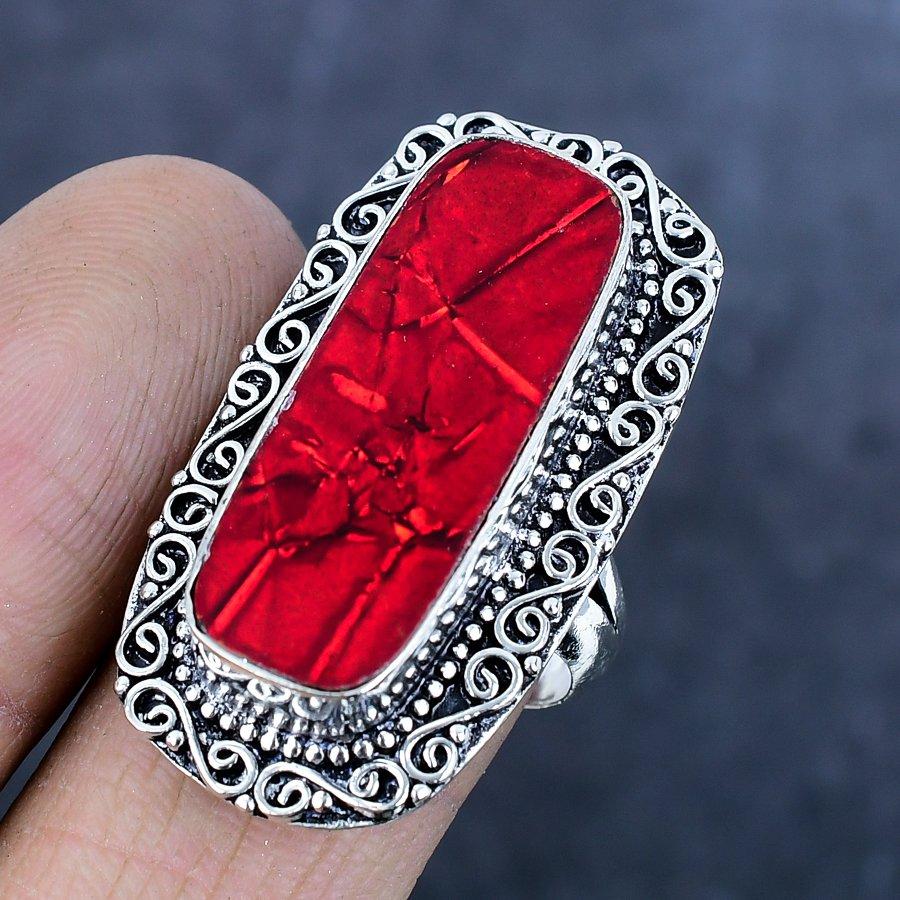 Natural Mosaic Jasper Gemstone 925 Sterling Silver Jewelry Ring Size 10 P7p74