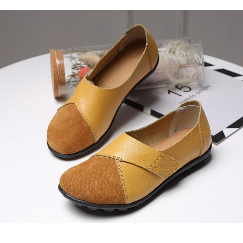 Women's Shoes Casual Shoes Women's Singles Mom's Shoes Low Cut Comfortable Velcro Loafers Bean Shoes