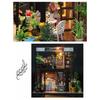 Moin Moin Dollhouse Miniature DIY Kit Set: Coffee Shop with Plants | Two-Story Modern | Medium | LED Light + Acrylic Case (Product Code: 2008DH193)