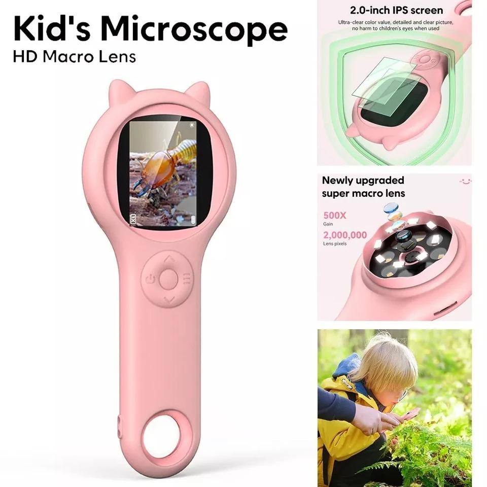 Mini Kids Optical Microscope With Photo And Video Function 500X Observe The Microscopic World Science Children Educational Toys