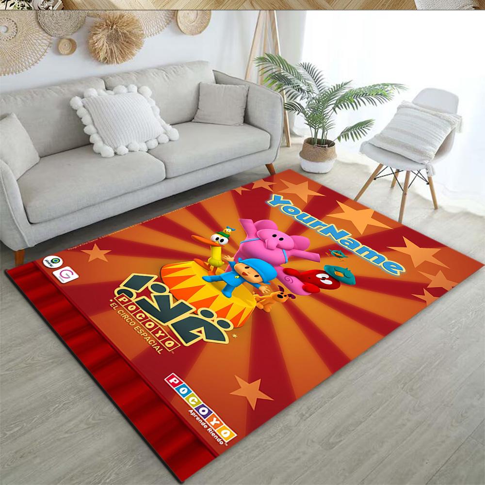 Alfombra de Piso Personalizada con Nombre de Pocoyó Alfombra de Oficina Adecuada para Comedor Salas de Juegos Cocina Entrada Alfombra Antideslizante Decoración de Oficina de Anime
