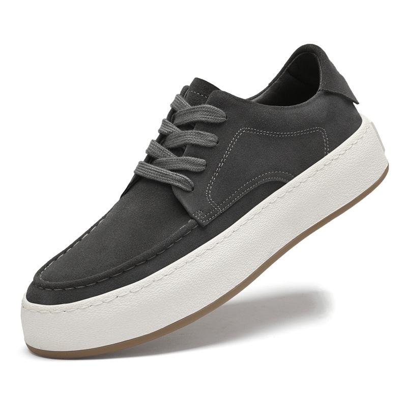 

Мужская обувь осенняя дышащая с круглым носком на шнуровке белая замшевая универсальная на толстой подошве модного бренда повседневная 44 серый