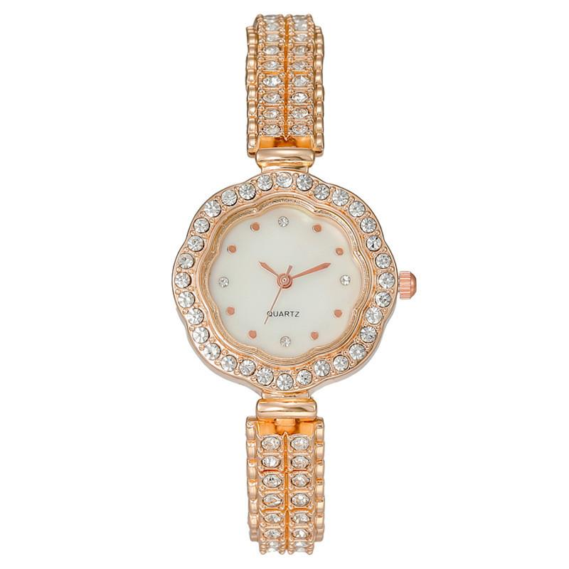 Fashion Floral Diamond Studded Ladies Watch With Quartz Movement For Women розового золота