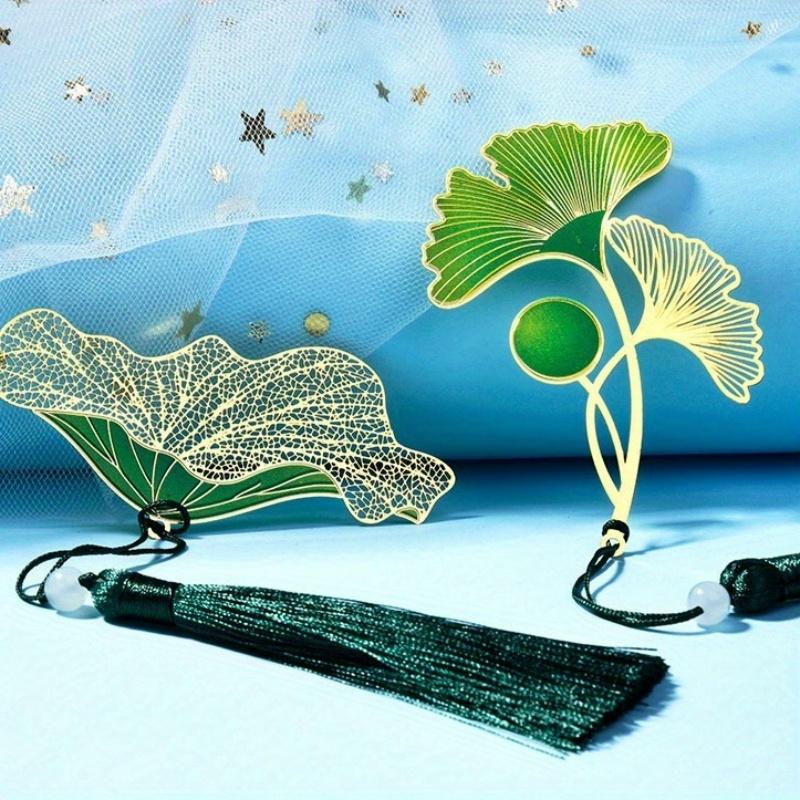 Flower Leaf Metal Bookmark Tassel Pendant Retro Stationery Reading Book Clip Student Gift School Office Supplies Pagination Mark