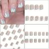 24 Pcs/Set Christmas Tree Artificial Nail False Nail French Snowflake Full Cover Stick on Nail Press On Nail