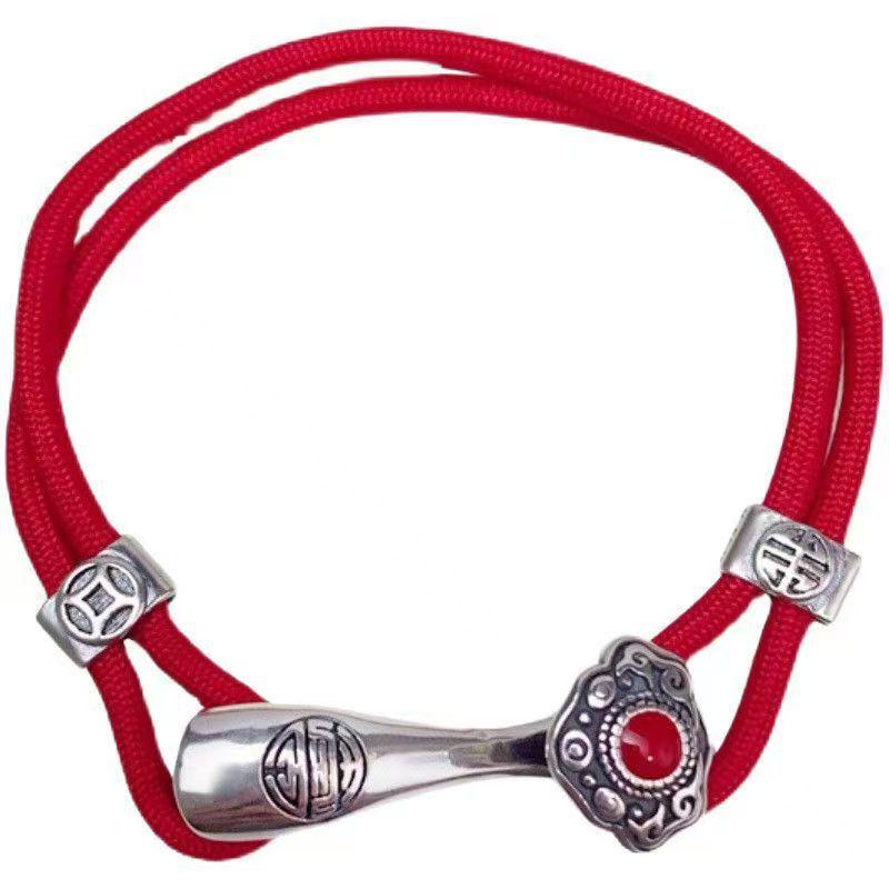 Retro Ethnisches Rotes Schnur Glücksbringer Partner Armband Schmuck