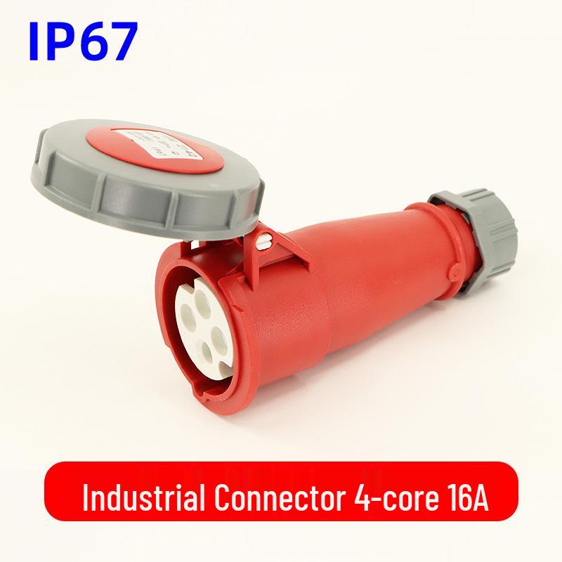 Waterproof 3-core 4-pin 5-hole Male-Female Aviation Plug Socket, Three-Phase Electrical Connector, 16A/32A, IP67.