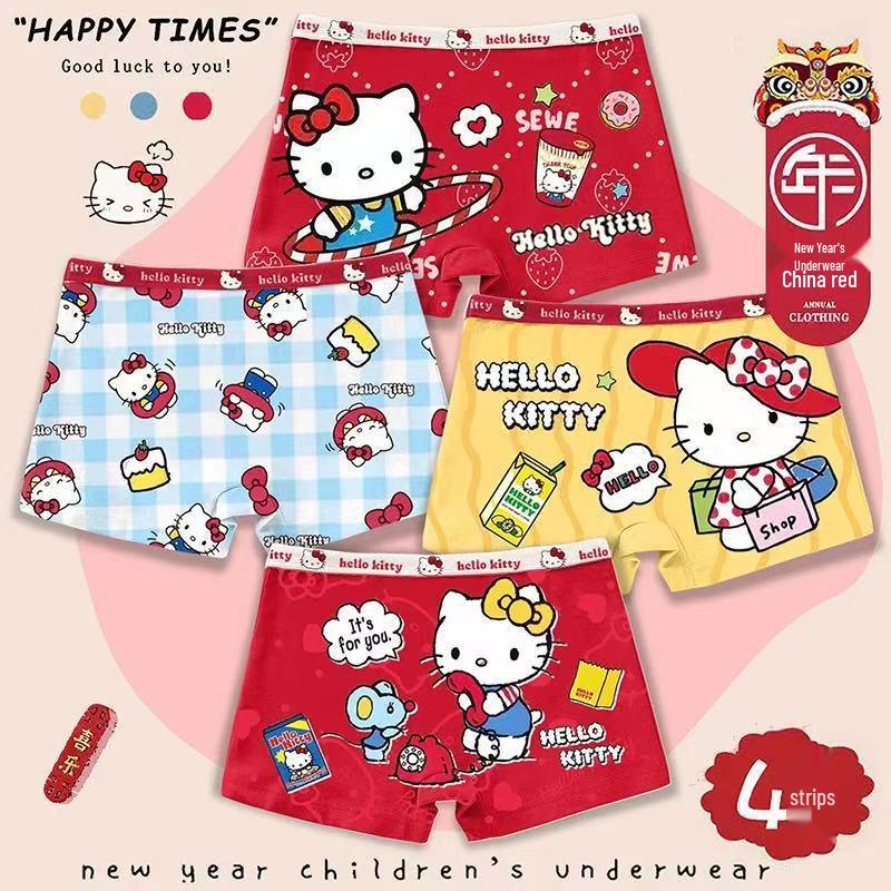 Class A Pure Cotton Girls' Cartoon Boxer Briefs - Breathable, Antibacterial Underwear for Small to Large Children