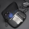 Men's Knitted Leather Car Key Pouch - Large Capacity Zipper Key Holder with Portable Keychain