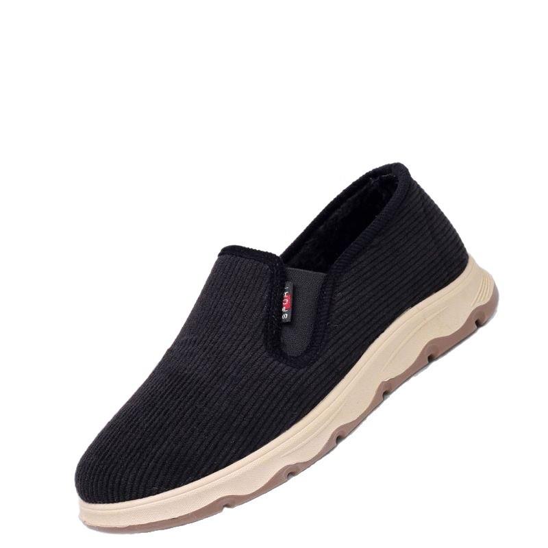 Winter Herren Baumwollschuhe Fleece verdickt warm Streifen Fleece Stoffschuhe mittel lässige Schuhe weiche Sohle Outdoor Sportschuhe