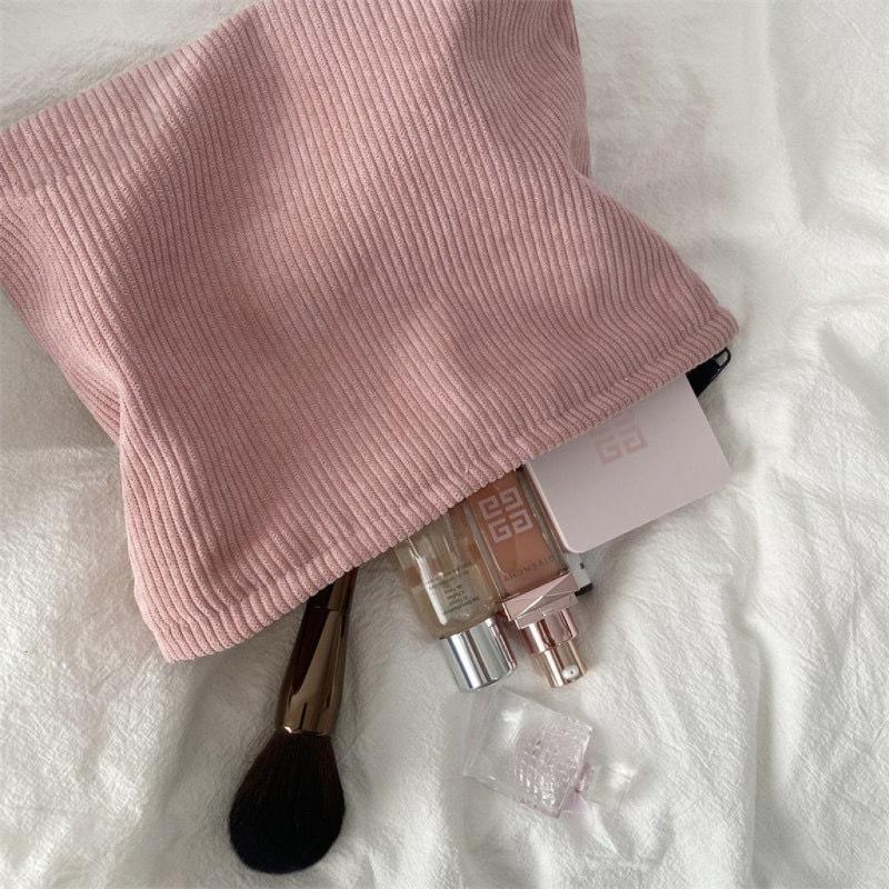 

New Portable Makeup Bag Large Capacity Cosmetic Pouch with Zipper Travel Toiletry Bag 2pcs Cosmetics Brushes Storage Pencil Case