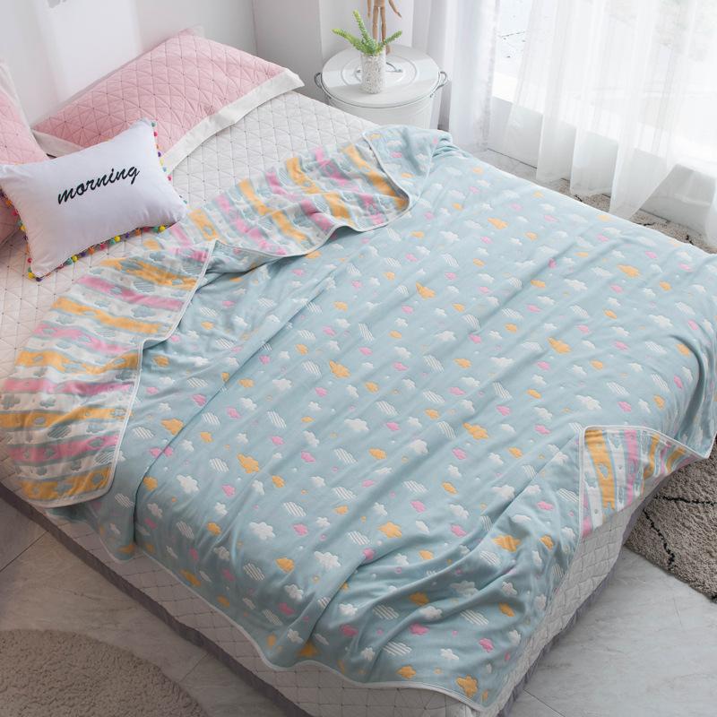 The New Cotton Six-layer Gauze Towel Quilt Is A Single Double Air Conditioning Blanket, A Cotton Sofa Towel, A Four-season Lunch Break Blanket