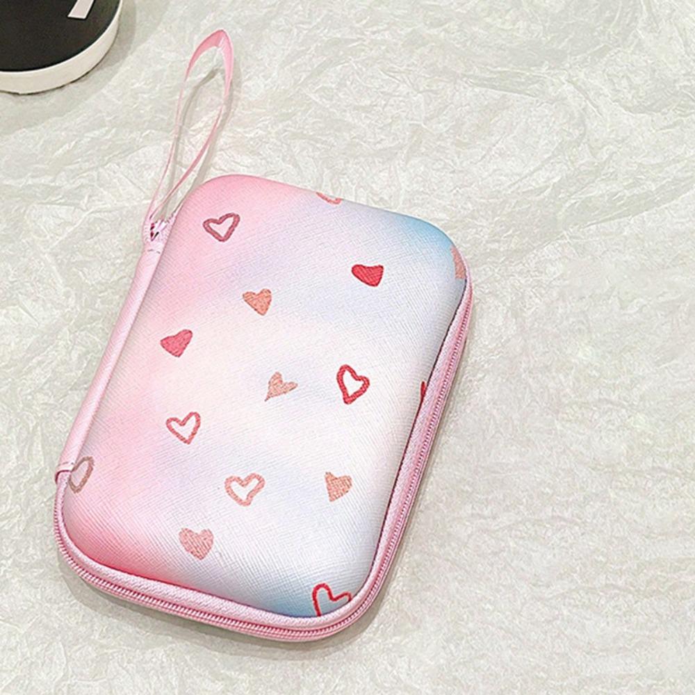 Cartoon Print Data Cable Storage Box Hard Shell Coin Purse Portable Charger Protective Cover