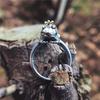 Adjustable Open Ring Men Women Sterling Crown Frog Design Vintage Artisan Jewelry