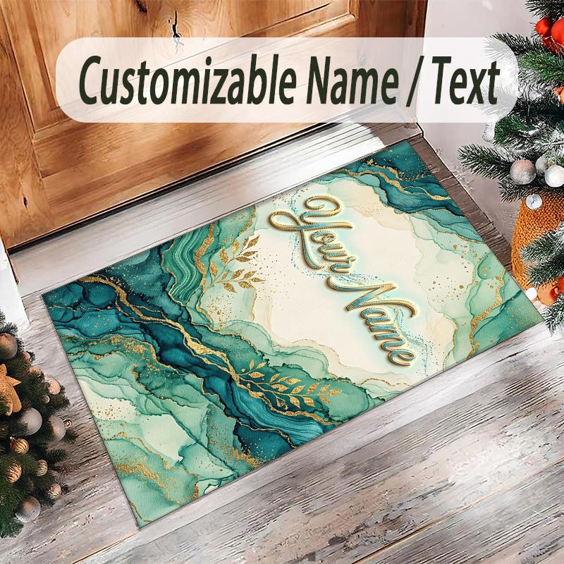 Decorative Artwork Theme Crystal Velvet Rug Personalized Custom Name Text Soft Floor Mat Home Decor