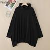 ZANZEA Women Casual Turtleneck Loose Long Sleeve Blouse