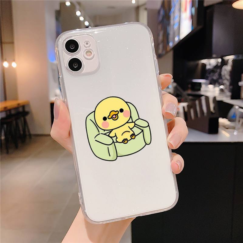 Kwaii yellow duck Phone Case For iphone 13 X XS MAX 6 6s 7 7plus 8 8Plus 5 5S SE 2020 XR 11 12pro max Clear funda Cover