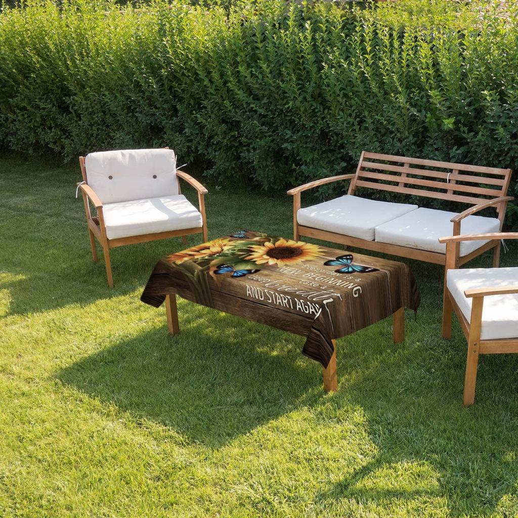 Tovaglia rettangolare con venature del legno di girasole per la cucina domestica, decorazione della festa nuziale, tovaglia, ristorante, tappetino da picnic all'aperto