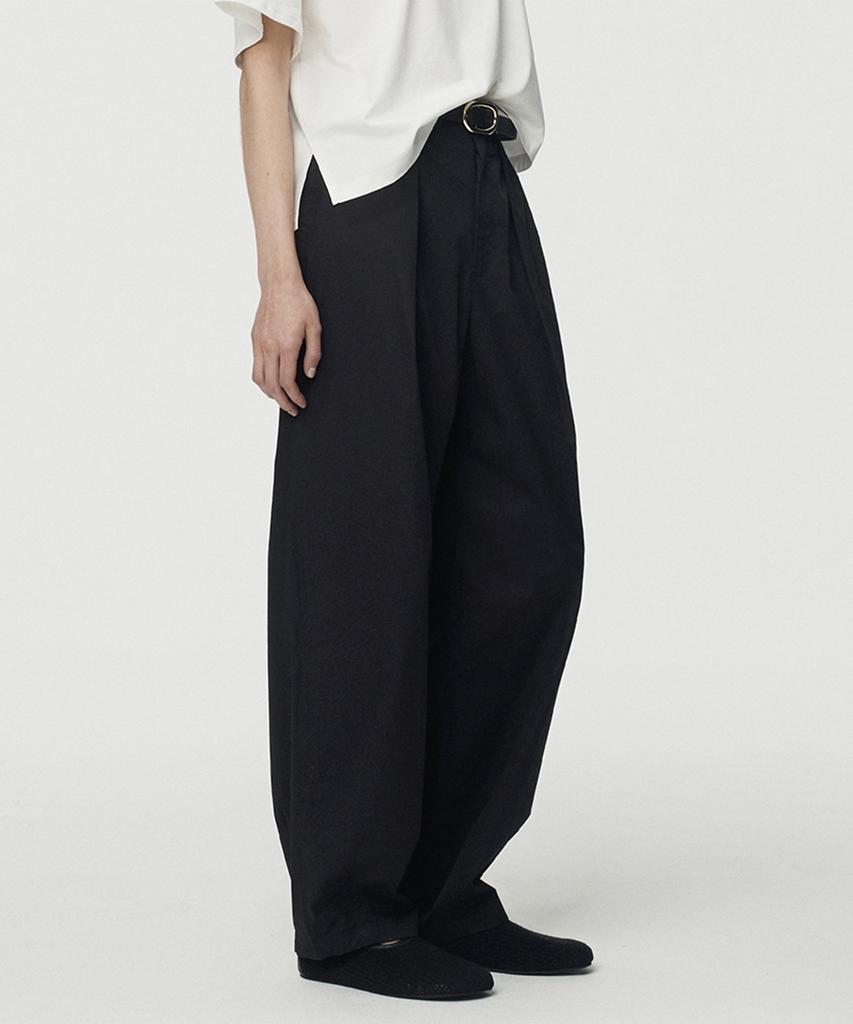 UMARMUNG Extra Long Staple Cotton Oval Silhouette Pants_Black