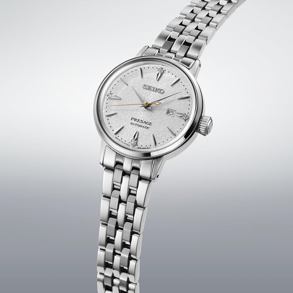 Seiko Presage SRRW005 Mechanical Automatic Women's Watch 30mm White Dial Date Calendar Stainless Steel