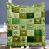 Flannel Soft Blanket  Patchwork Design with Mint Green, Sage Green, White Floral, and Plaid Prints  Warm for All SeasonsBlanket