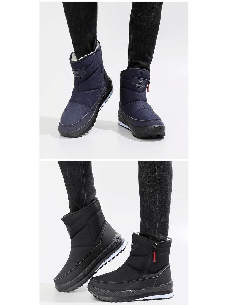 Men's Large Size Waterproof Winter Snow Boots with Thickened Velvet Lining for Warmth and Comfort