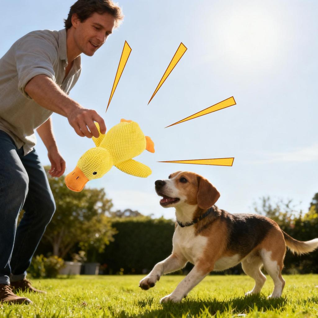 Dogs Calming Duck Toy Squeaky Soft Comfort Duck - Interactive Dog Toys Pet Accessory for Travel Beach Pool Park Yard