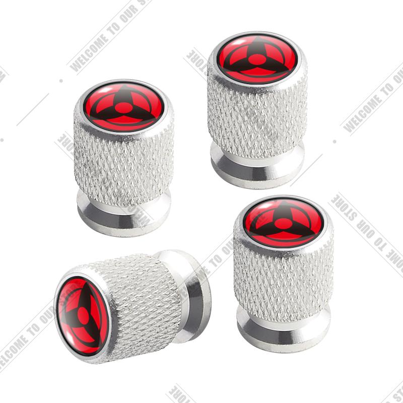 Car CNC Aluminum Japanese Anime Sharingan Eye Emblem For Lexus Honda Nissan Mitsubishi 4pcs Tire Valve Air Port Stem Cover Caps