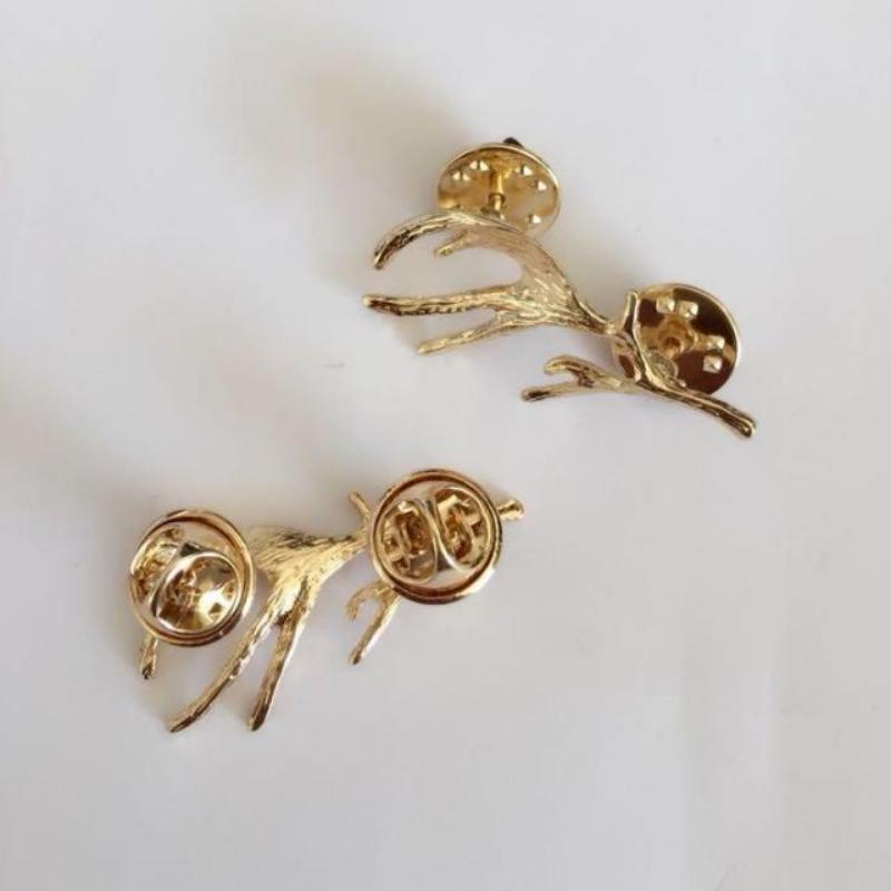 Korean Style Personality Gold Simple Deer Antler Collar Buckle Collar Pin Women's Clothing Badge Men's Shirt Collar Corner Accessories
