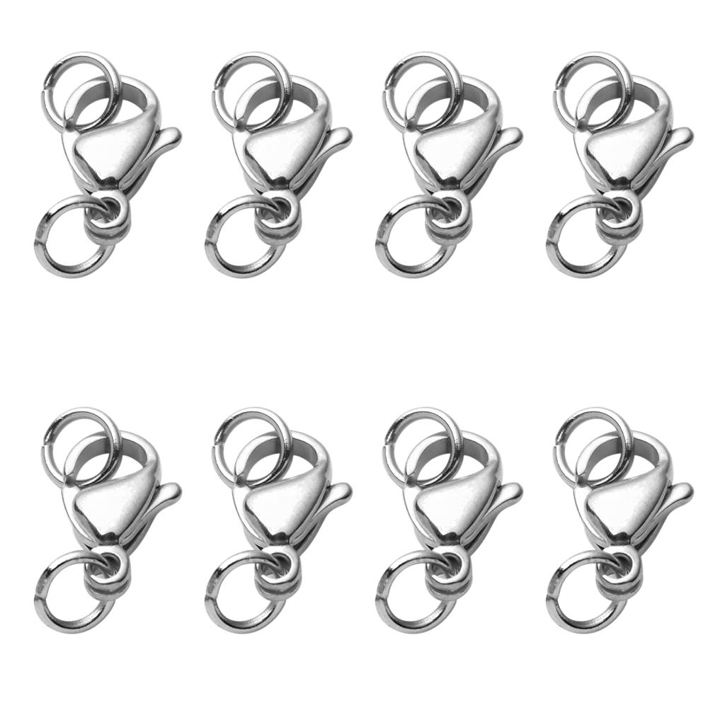 20-40pcs Gold Stainless Steel Lobster Clasps Hooks Connectors Jump Rings For Bracelet Necklace Chain DIY Jewelry Making Findings