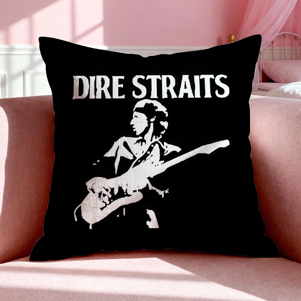 Band D-Dire Straits Cushion Cover Breathable Linen Pillowcase Summer Odorless Eco-Friendly Invisible Zipper Washable