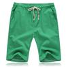 Herren Leinen Baumwolle Kordelzug Taille Gerade Beine Freizeitshorts