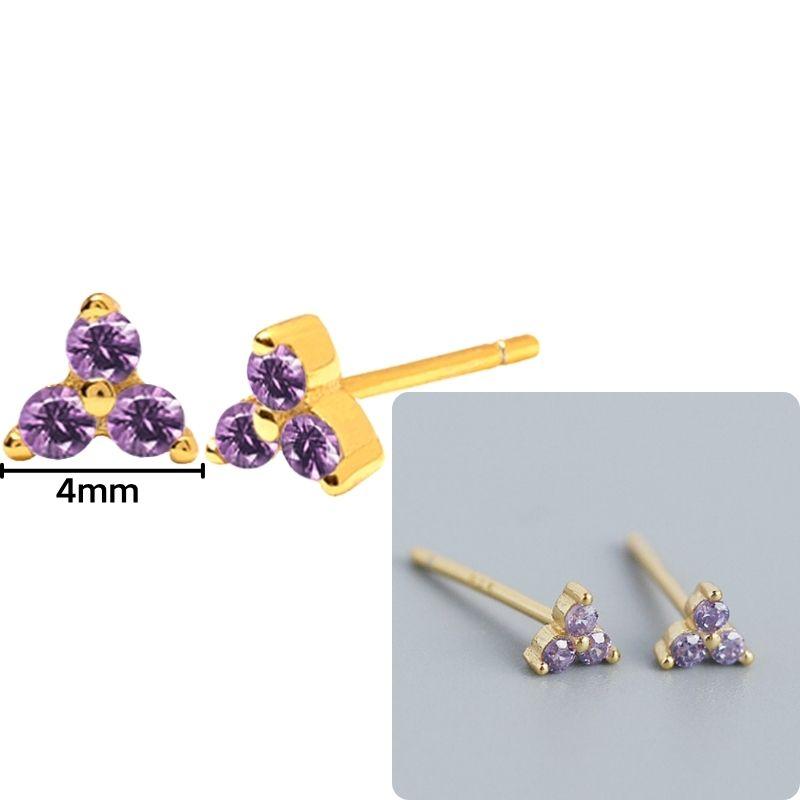 Women 925 Silver Ear Needle Purple Zircon Earrings Hoop Earrings Purple Crystal Pendant Earring Fashion Wedding Jewelry